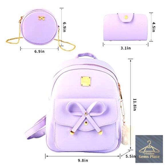 Mini Leather Backpack Set with Crossbody Bag and Purse, 3-Piece main image 6
